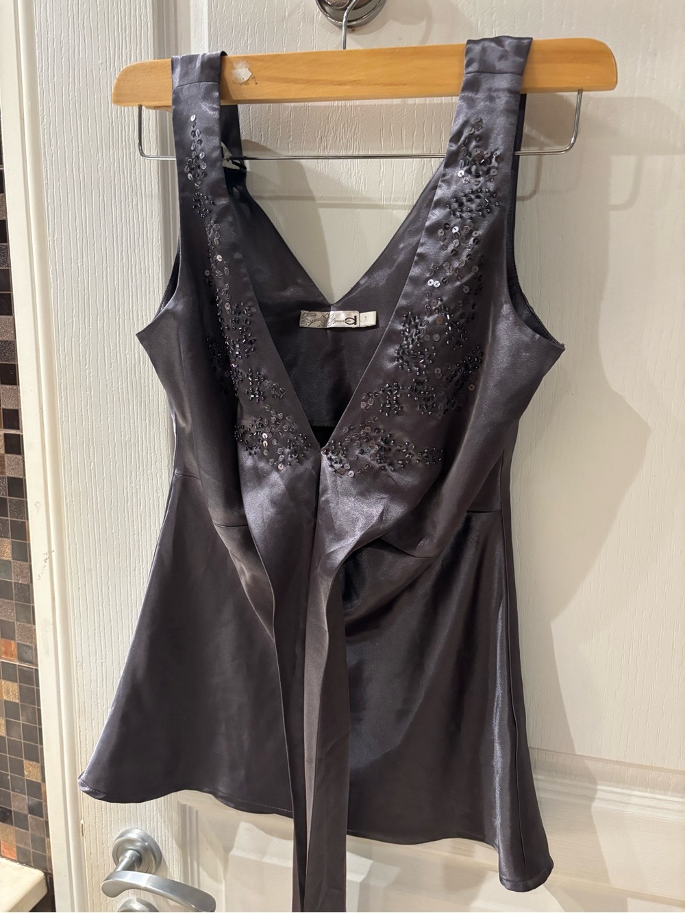 Dynamite Embellished V-Neck Sleeveless Top